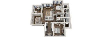 2 bed 2 bath floor plan at Arbors at East Cobb Apartments, Marietta, Georgia