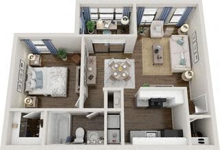1 bed 1 bath floor plan at Arbors at East Cobb Apartments, Georgia, 30062