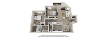 2 bedroom 1 bathroom Mimosa floor plan at Amberwood at Lochmere, Charleston, SC