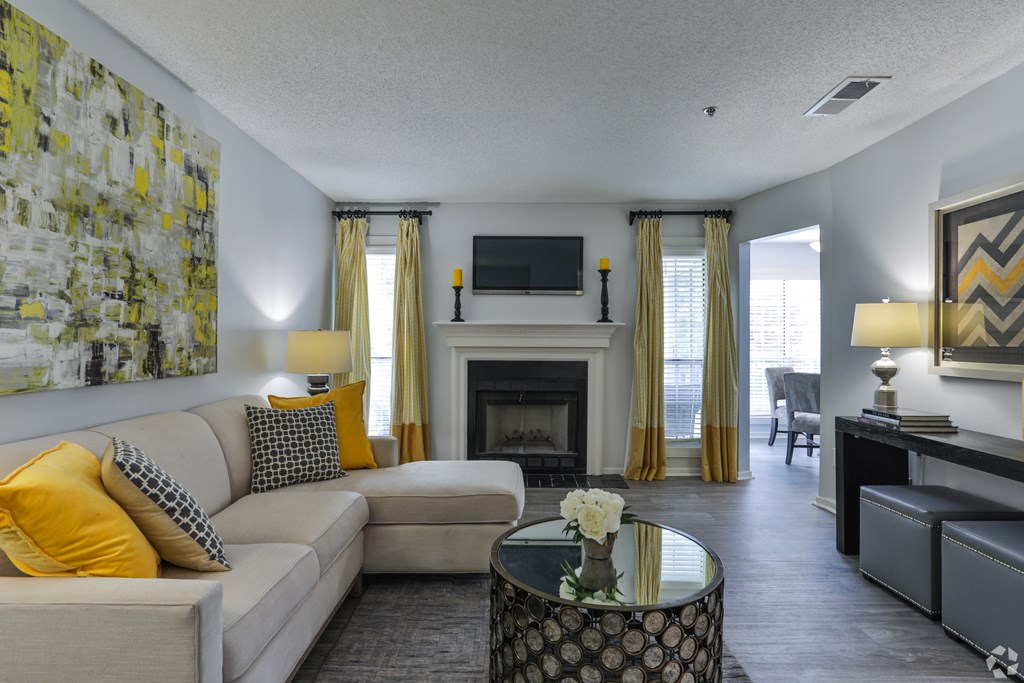 Model Living Room at SoCO Apartments at Vinings, Smyrna, GA, 30080