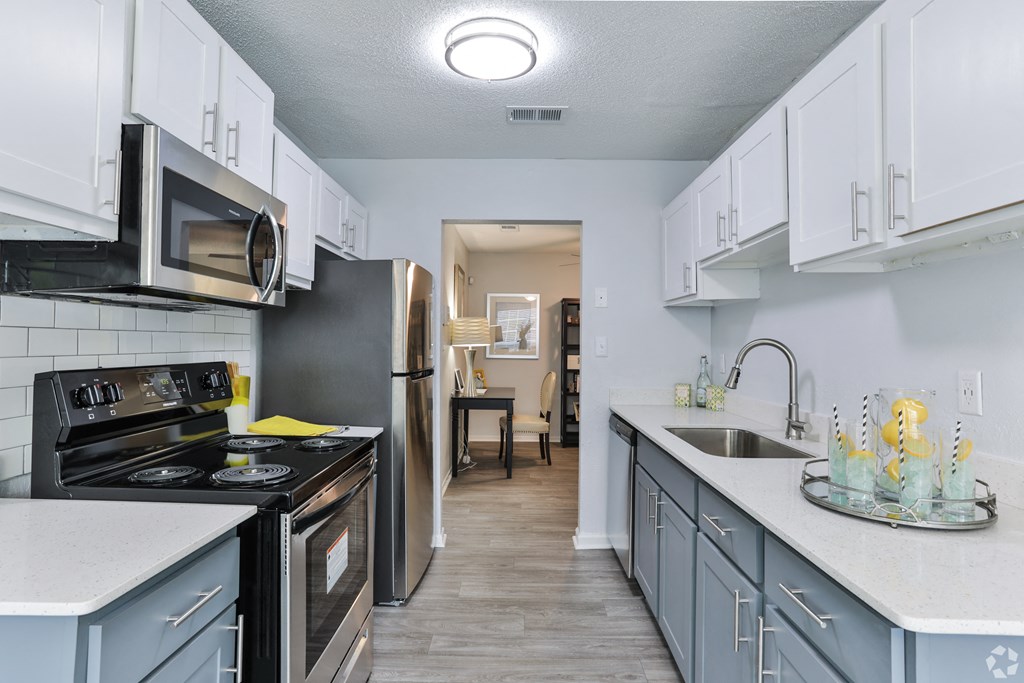 Galley Kitchen at SoCO Apartments at Vinings, Smyrna, Georgia