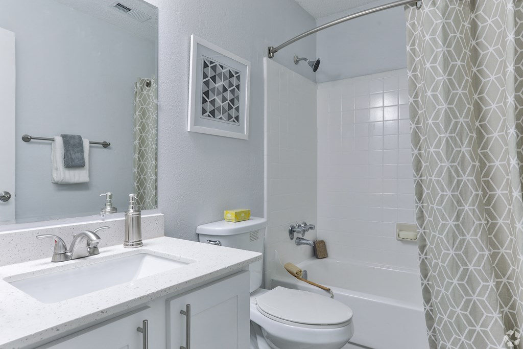 Model Bathroom at SoCO Apartments at Vinings, Georgia