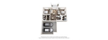 a stylized floor plan of a 2100 sq ft apartment