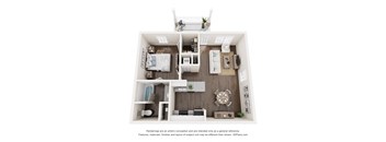 a 3d floor plan of a house with a bedroom