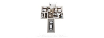 a floor plan of a house with a car in the bedroom