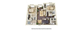 a floor plan is shown of a two bedroom apartment at Century South Shore, League City, 77573