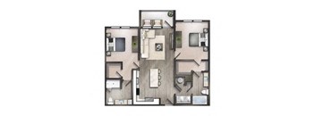 2 bedroom 2 bathroom Floor plan A at Century University City, North Carolina