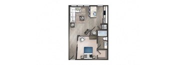 1 bedroom 1 bathroom Floor plan at Century University City, Charlotte, NC, 28213