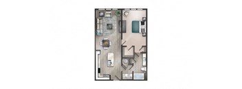 1 bedroom 1 bathroom Floor plan G at Century University City, Charlotte, NC, 28213