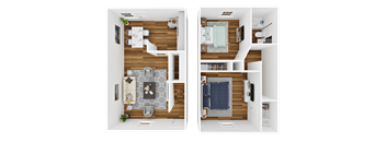 Two Bedroom, One Bath | Townhome - Classic