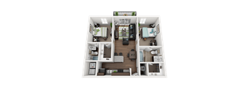 a 3d floor plan of a592 square foot home