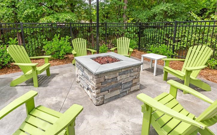 Cozy fire pit at Oasis at Twinwood in Wilmington, NC