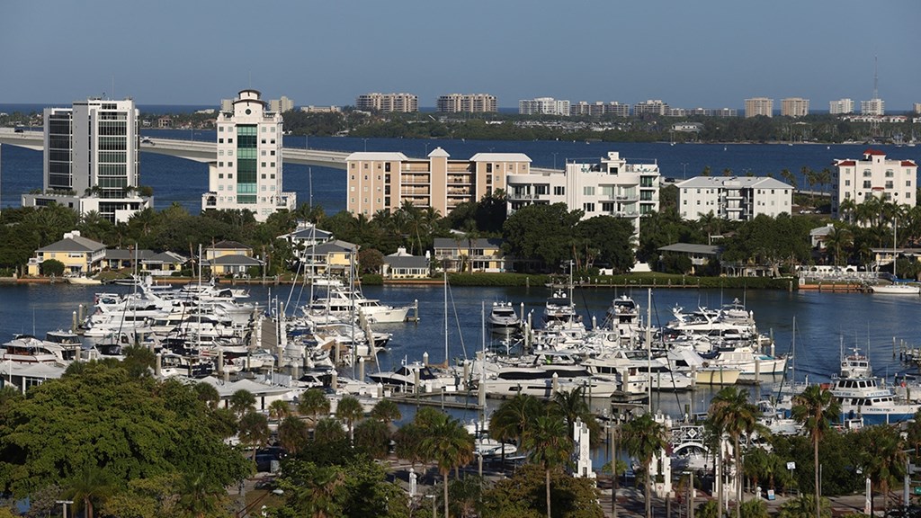 a view of the marina