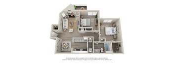 2 bedroom 1 bathroom Oak floor plan at Amberwood at Lochmere, Charleston, SC