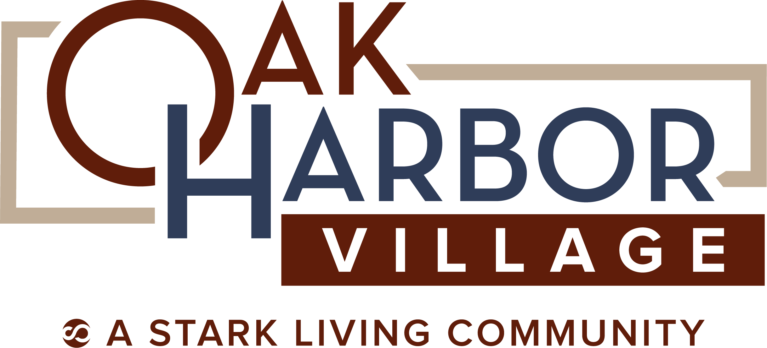 The image is a logo for a community called Oak Harbor Village.
