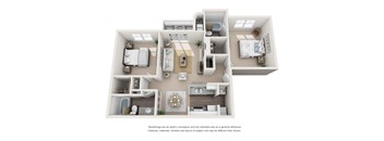 Spacious 2 bedroom 2 bathroom floor plan at Palmetto Place, Fort Mill, SC