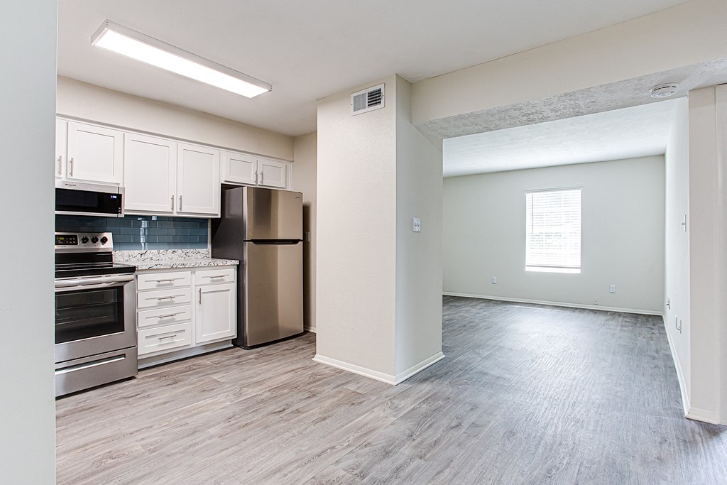 Living room and kitchen at Parks At Utoy Creek, Atlanta, GA