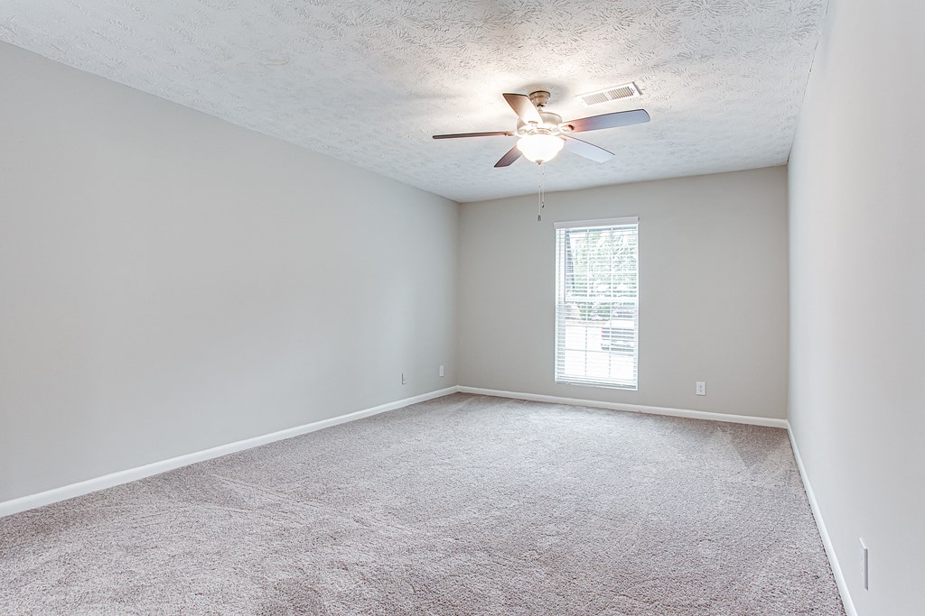 Ceiling fan and plush carpet Ceiling fan and plush carpet at Parkside at Sandy Springs Atlanta, GA
