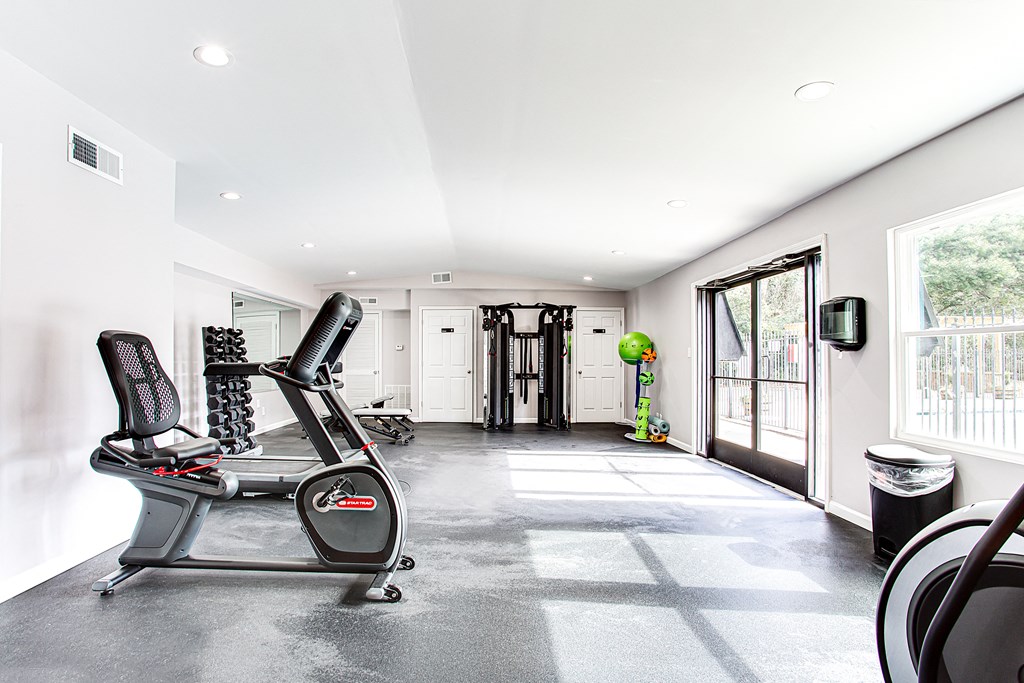 Spacious fitness center with large windows Spacious fitness center with large windows at Parkside at Sandy Springs Atlanta, GA