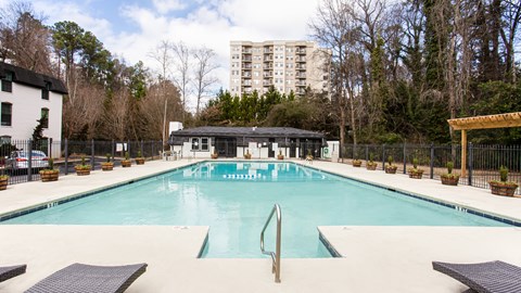 Sparkling pool with sundeck Sparkling pool with sundeck at Parkside Sandy Springs