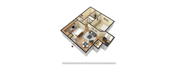 1 bed 1 bath  A2 Floor Plan at Riverwalk Vista Apartment Homes by ICER, South Carolina