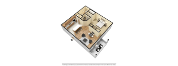 1 bed 1 bath  A1 Floor Plan at Riverwalk Vista Apartment Homes by ICER Columbia