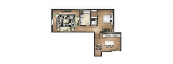 The Taylor one bedroom floor plan at Land Bank Lofts in Columbia, SC
