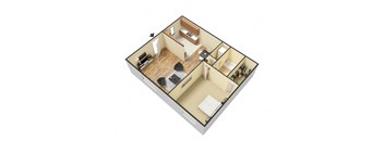 Retreat at Palm Pointe Apartments, North Charleston South Carolina, 1x1 3D floorplan