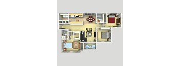 3 Bed 2 Bath Floor Plan at Magnolia Place at Stockbridge Apartments, Stockbridge, 30281