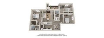 3 bedroom 2 bathroom Sequoia floor plan at Amberwood at Lochmere, Charleston, SC