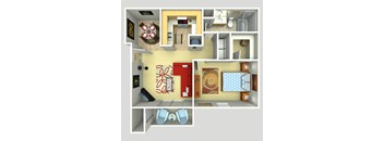 1 Bed 1 Bath Floor Plan at Magnolia Place at Stockbridge Apartments, Stockbridge, Georgia