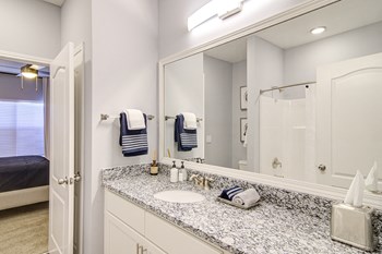 Bathroom With Mirror at STONEGATE, Birmingham, AL - Photo Gallery 13