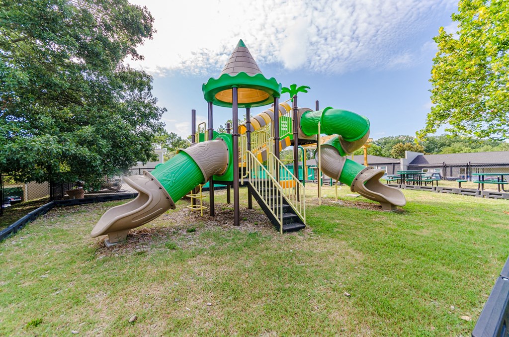 a playground with two slides and a gazebo at Summit East Ridge, Tennessee, 37412