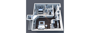 a floor plan of a 1 bedroom apartment with a living room and bedroom