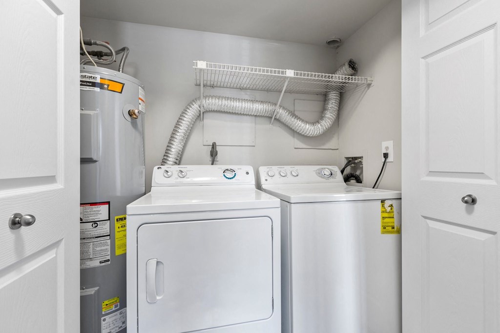 a washer and dryer in a laundry room