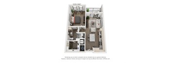 1 bedroom 1 bathroom Amsterdam Floor Plan at Century West Pryor, Lee's Summit, Missouri