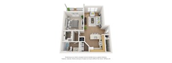 this is a 3d floor plan of a 554 square foot 1 bedroom apartment at the