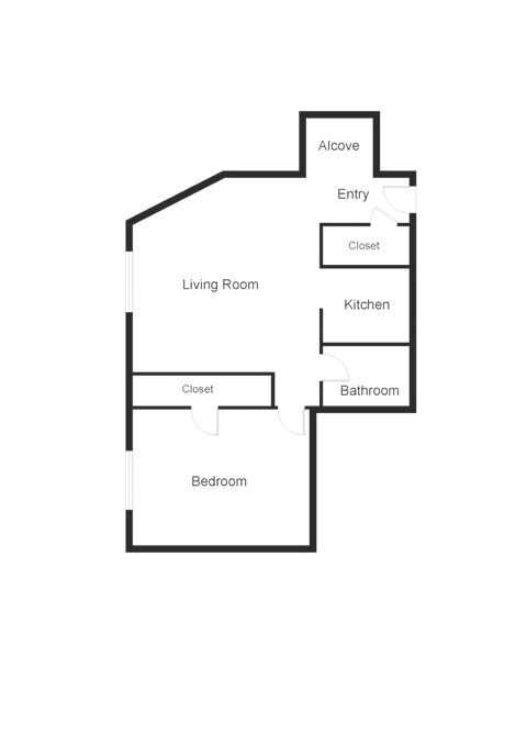 1 bed 1 bath floor plan C at Crest on Peachtree Apartments, Atlanta, GA, 30308