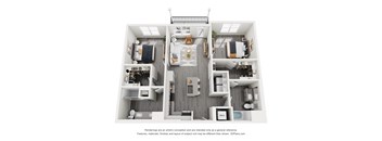 a 1 bedroom floorplan is shown in this rendering