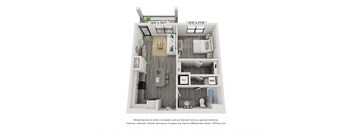 1 bedroom 1 bathroom floor plan A at The Cannon Apartments, Tennessee, 37130