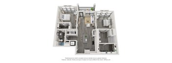 2 bedroom 2 bathroom floor plan at The Cannon Apartments, Tennessee, 37130