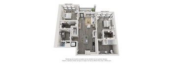 2 bedroom 2 bathroom floor plan A at The Cannon Apartments, Tennessee, 37130