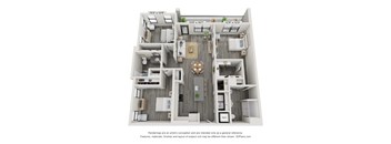 3 bedroom 2 bathroom floor plan at The Cannon Apartments, Tennessee, 37130