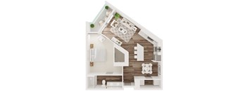 A dollhouse with a white and brown color scheme.