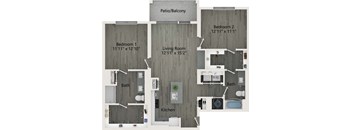 2 Bedroom 2 Bathroom A Floor plan at The Charles Apartments, Destin, Florida