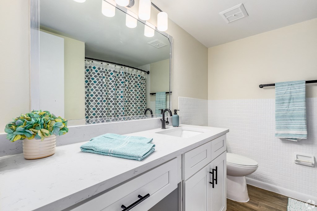 Newly renovated bathroom featuring a tub and shower at The Essex, Altamonte Springs