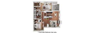 A floor plan of a house with a kitchen, living room, and bathroom.