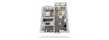 1 Bedroom 1 Bathroom Floor Plan at The Indigo Apartments, Canton, GA, 30014