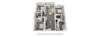 3 bedroom 2 bathroom 3C Floor Plan at The Indigo Apartments, Canton, Georgia