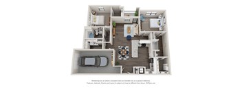 2 bedroom 2 bathroom floor plan B at Laney, Augusta, GA
